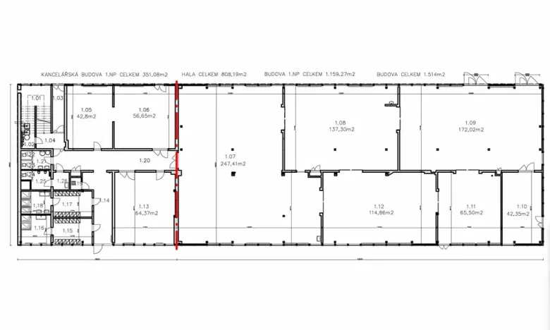 Prodej kanceláře, Brno - Slatina, Hviezdoslavova, 1514 m2