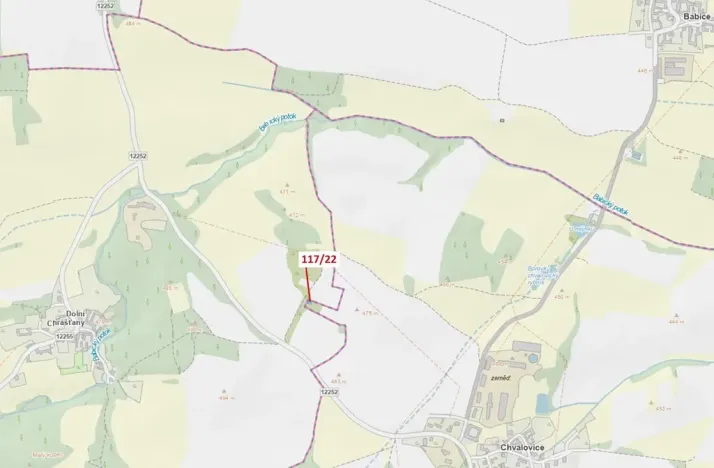 Dražba pozemku, Chvalovice, 177 m2