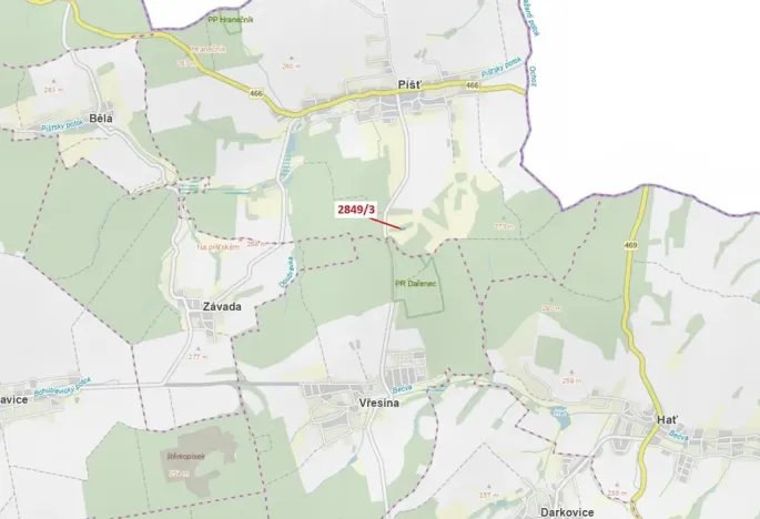 Dražba lesa, Píšť, 1130 m2