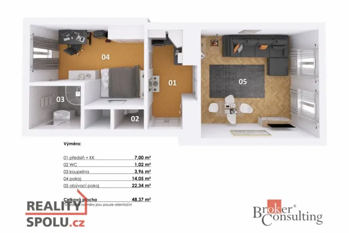Prodej bytu 2+kk, Praha - Žižkov, Krásova, 47 m2