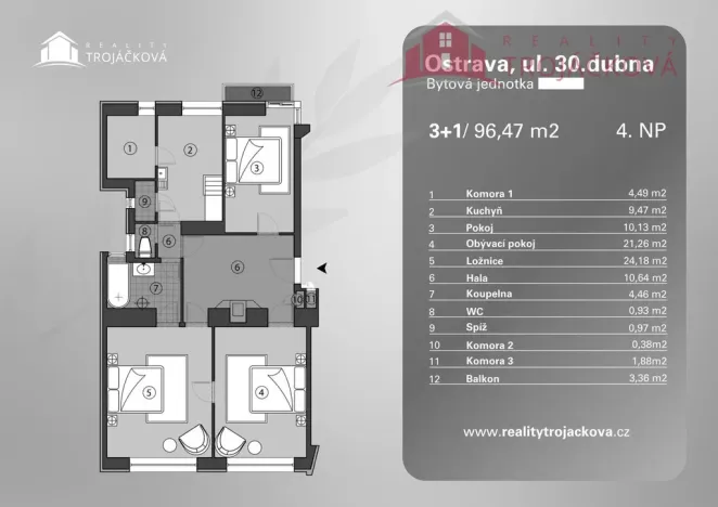 Prodej bytu 3+1, Ostrava, 30. dubna, 97 m2