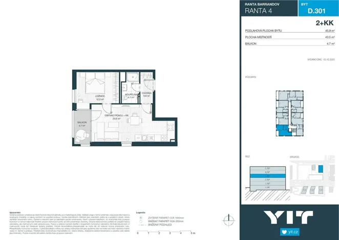 Prodej bytu 2+kk, Praha - Hlubočepy, Wassermannova, 44 m2