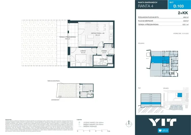 Prodej bytu 2+kk, Praha - Hlubočepy, Wassermannova, 44 m2