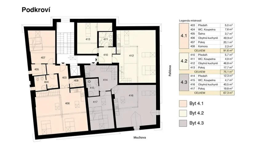 Pronájem bytu 3+kk, Praha - Dejvice, Muchova, 96 m2