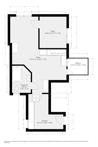 Pronájem bytu 2+kk, Brno, Burešova, 47 m2