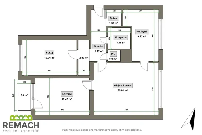 Prodej bytu 3+1, Uherské Hradiště, Bedřicha Buchlovana, 75 m2