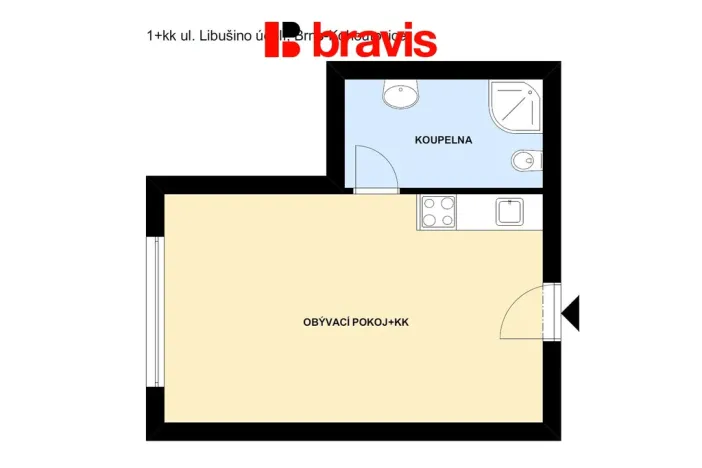 Pronájem bytu 1+kk, Brno - Pisárky, Libušino údolí, 20 m2