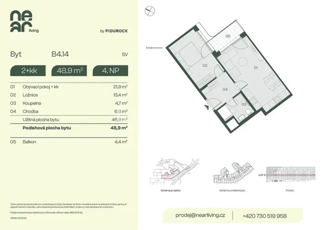 Prodej bytu 2+kk, Praha - Libeň, Na kopečku, 47 m2