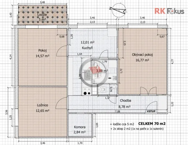 Prodej bytu 3+1, Třebíč - Nové Dvory, Energetiků, 70 m2