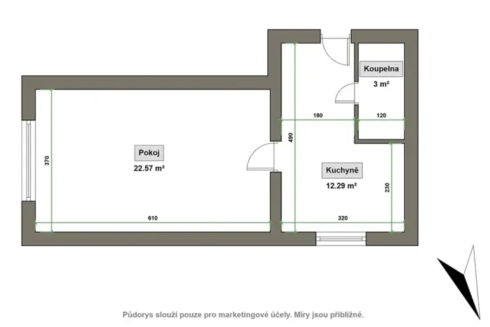 Pronájem bytu 1+1, Vizovice, Říční, 39 m2