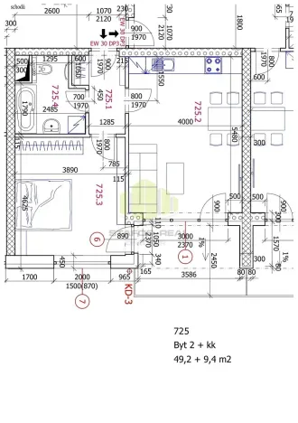 Pronájem bytu 2+kk, Olomouc, Eduarda Hamburgera, 49 m2