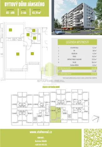 Pronájem bytu 2+kk, Olomouc, Janského, 59 m2