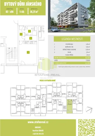 Pronájem bytu 1+kk, Olomouc, Janského, 36 m2