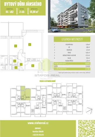 Pronájem bytu 2+kk, Olomouc, Janského, 59 m2