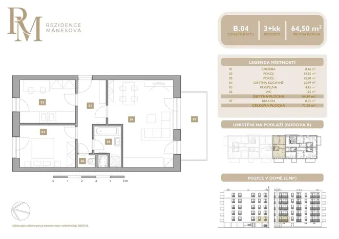 Prodej bytu 3+kk, Lipník nad Bečvou, Mánesova, 64 m2