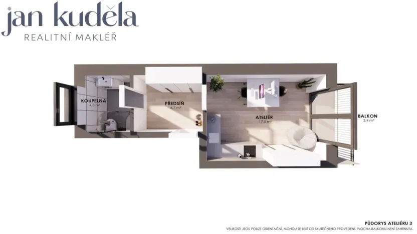 Pronájem bytu 1+kk, Brno, Líšeňská, 29 m2