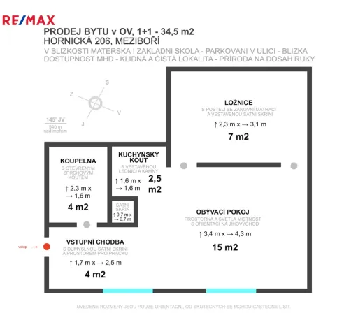 Prodej bytu 1+1, Meziboří, Hornická, 34 m2