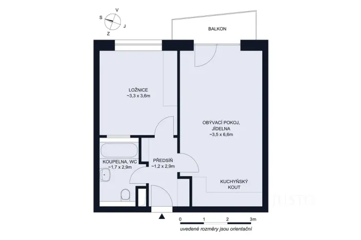 Pronájem bytu 2+kk, České Budějovice, Jar. Haška, 43 m2