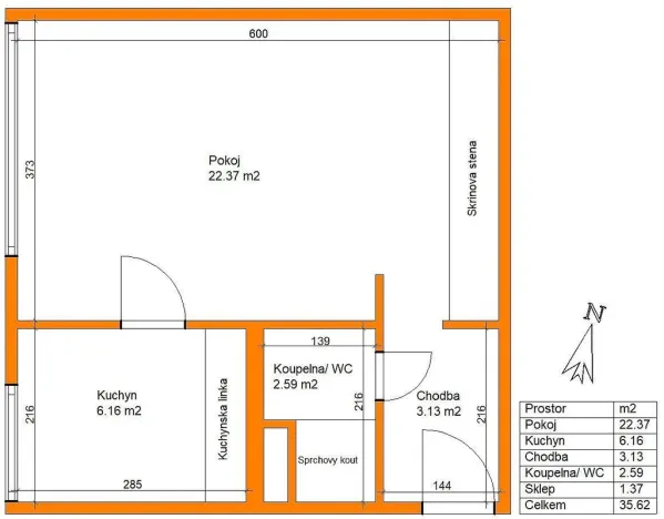 Pronájem bytu 1+1, Pardubice - Polabiny, Varšavská, 36 m2