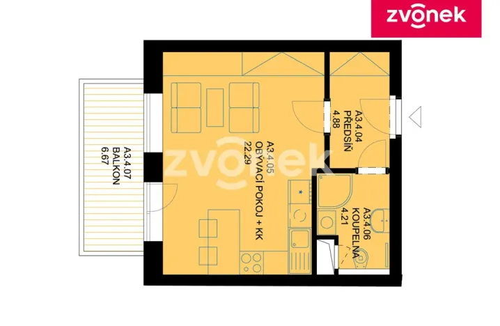 Pronájem bytu 1+kk, Uherské Hradiště, 30 m2