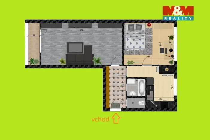 Prodej bytu 2+1, Praha - Záběhlice, Jasmínová, 55 m2