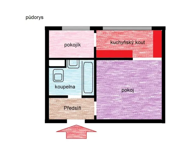 Pronájem bytu 1+kk, Kladno, Benešovská, 28 m2
