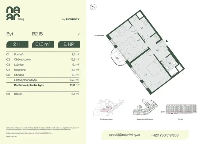 Prodej bytu 2+1, Praha - Libeň, Na kopečku, 57 m2