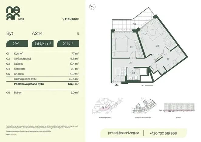 Prodej bytu 2+1, Praha - Libeň, Na kopečku, 50 m2