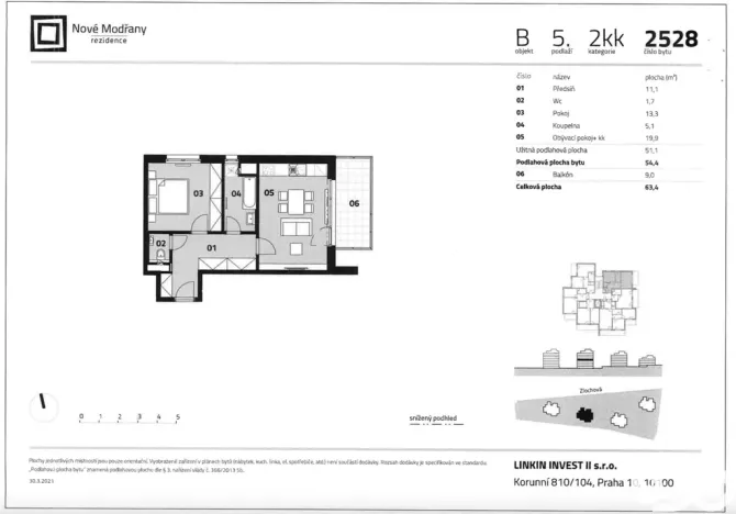 Pronájem bytu 2+kk, Praha, Zlochova, 51 m2
