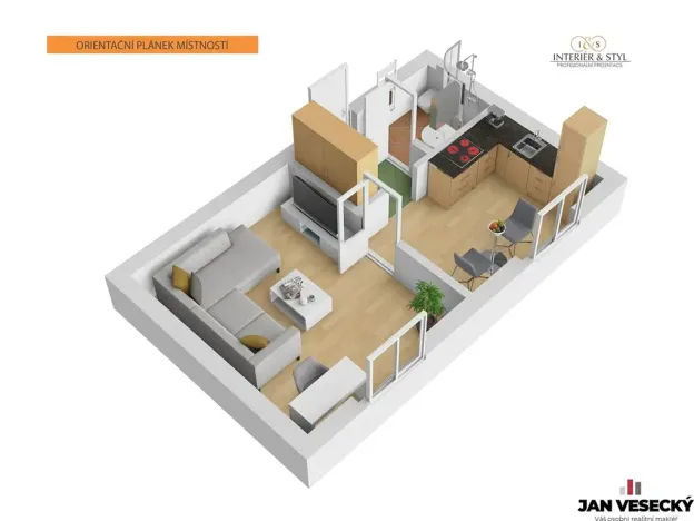 Pronájem bytu 1+1, Praha - Čakovice, Otavská, 29 m2