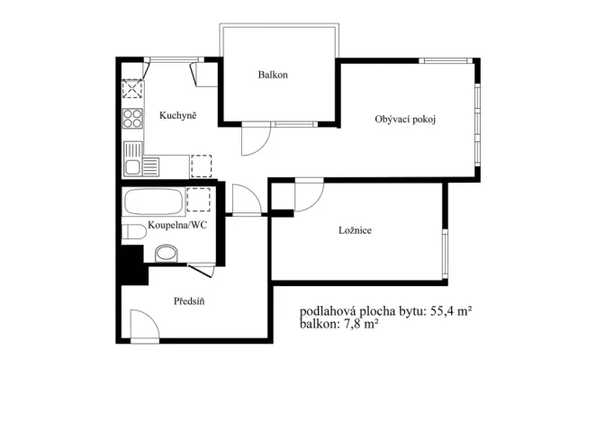 Prodej bytu 2+kk, Praha - Dolní Měcholupy, Honzíkova, 55 m2