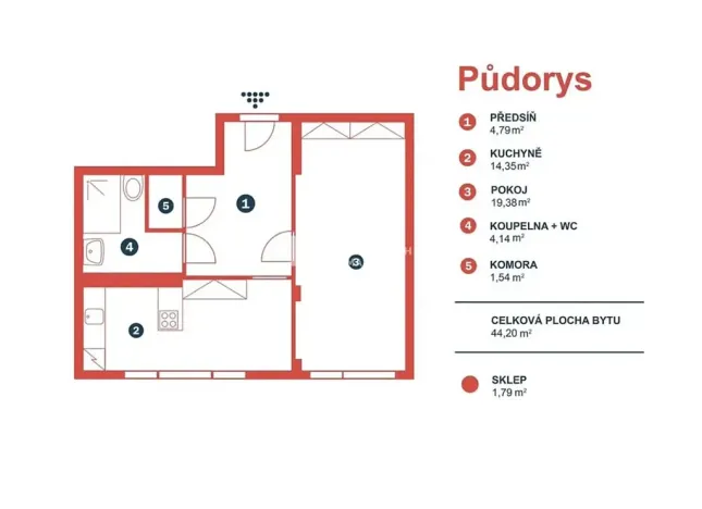 Pronájem bytu 2+kk, Praha, 45 m2