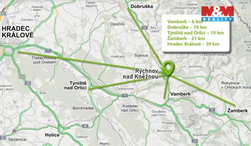 Pronájem bytu 2+1, Rychnov nad Kněžnou, Palackého, 51 m2