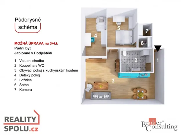 Prodej bytu 2+kk, Jablonné v Podještědí, Zdislavy z Lemberka, 68 m2