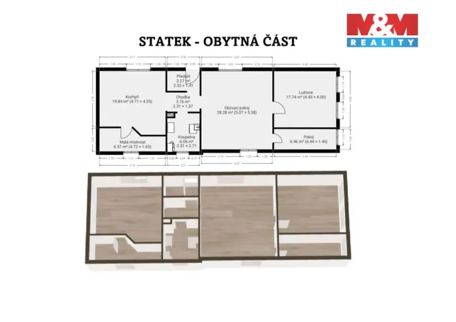 Prodej zemědělské usedlosti, Chrášťany - Doubrava, 91 m2