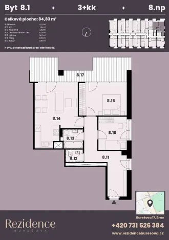 Prodej bytu 3+kk, Brno, Burešova, 85 m2