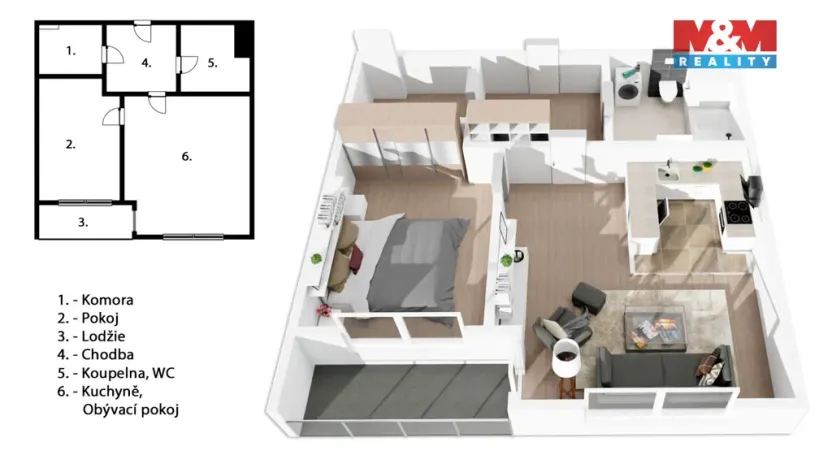 Prodej bytu 2+kk, Praha - Hlubočepy, Ondrákové, 45 m2
