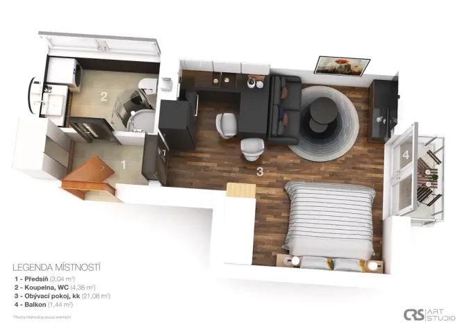 Prodej bytu 1+kk, Mukařov - Srbín, Šípková, 30 m2