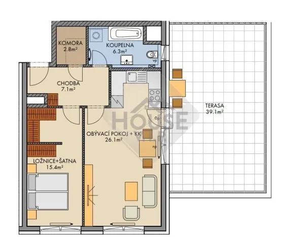 Prodej bytu 1+kk, Praha - Vysočany, Pod Harfou, 60 m2