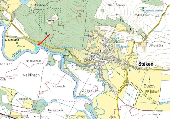 Prodej louky, Štěkeň, 3698 m2