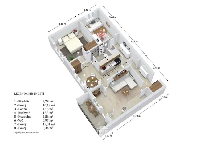 Prodej bytu 3+1, Velké Opatovice, Hliníky, 66 m2