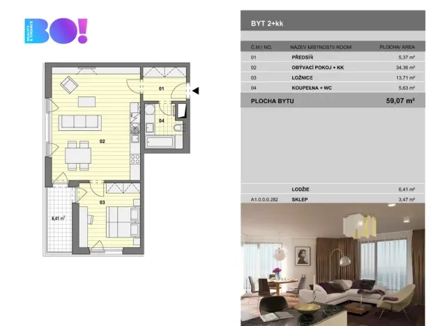 Pronájem bytu 2+kk, Ostrava, F. X. Riepla, 59 m2