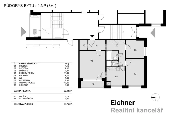 Prodej bytu 3+1, Zlín, Moravská, 70 m2