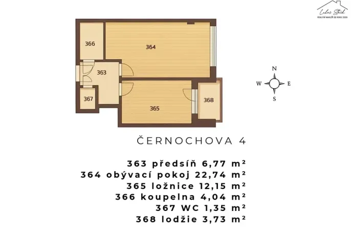 Pronájem bytu 2+kk, Praha - Košíře, Černochova, 51 m2