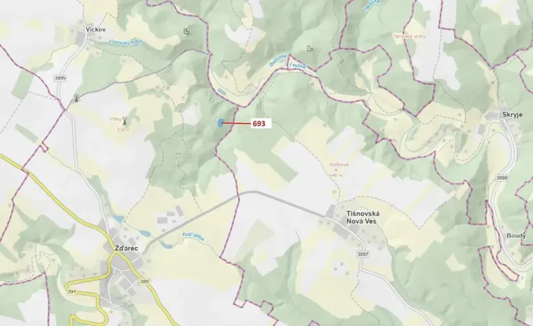 Dražba lesa, Žďárec, 2813 m2