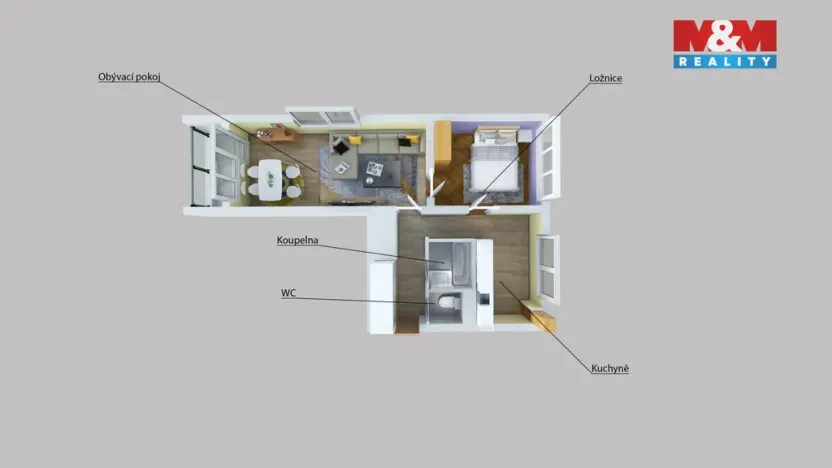 Pronájem bytu 2+1, Ústí nad Labem - Bukov, Bratří Čapků, 50 m2