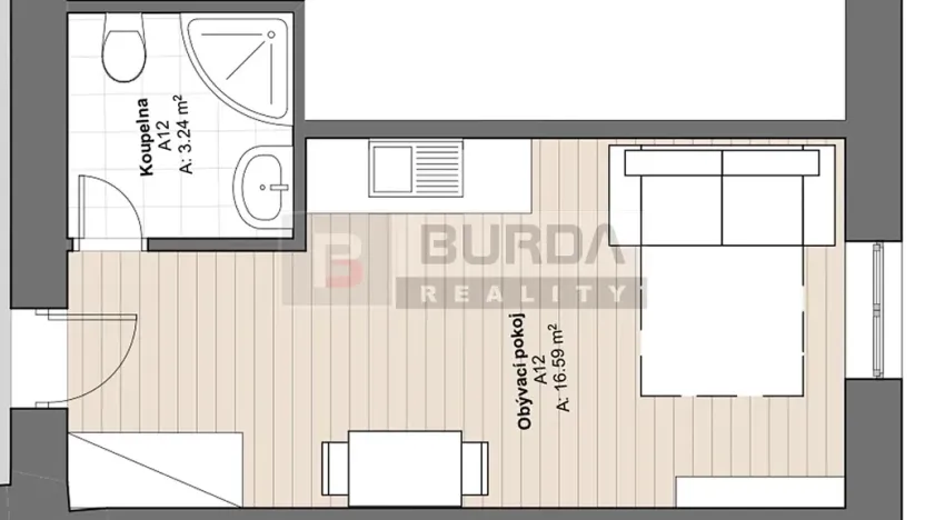 Pronájem bytu 1+kk, Neratovice, 19 m2