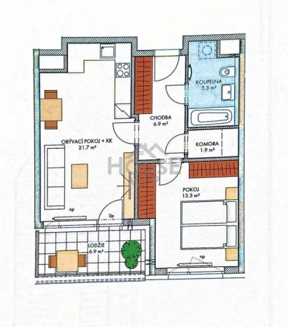 Prodej bytu 2+kk, Praha - Hlubočepy, Hugo Haase, 51 m2
