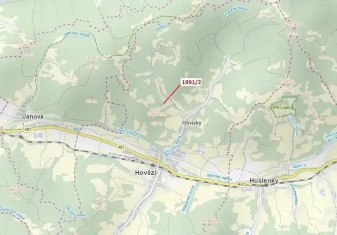 Dražba lesa, Hovězí, 933 m2