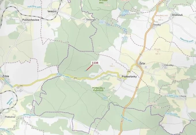 Dražba lesa, Jesenice, 1636 m2